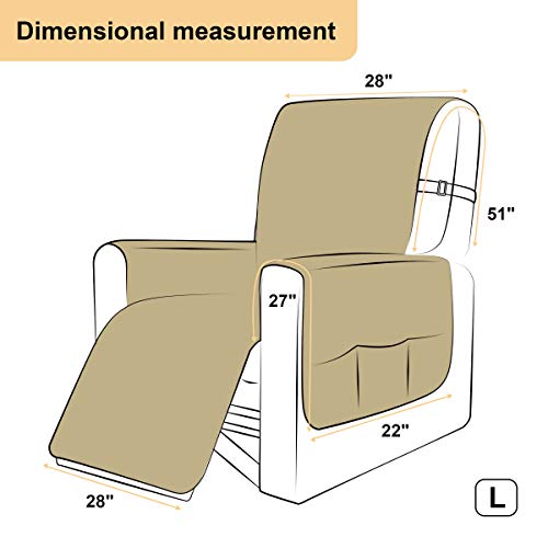 Dyfun Recliner Chair Cover Reversible Recliner Cover Slipcover Width To 28" Furniture Protector With Elastic Straps For Living Room Non Slip Washable Cover For Pets Kids Children (Large, Navy) #TOP2