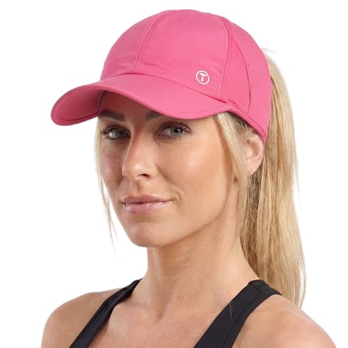 TOP-EX Womens High Ponytail Baseball Cap Cooling UPF 50 Summer Waterproof Sun Cap for Running Golf Tennis Sports Foldable Hot Pink L/XL