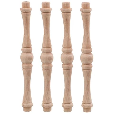 Mxfans 4 Pieces Unfinished Wood Natural Cutout Wooden Spindle 15cm Length Cover