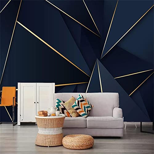 Modern Geometric Golden Lines 3D Photo Wallpaper, Abstract Black Pattern Wall Poster Murals, Wall Painting Art Wallpaper For Living Room And Bedroom Home Decor 118" By 83" #TOP19