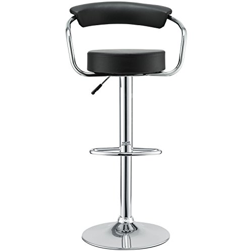 Modway Diner Vintage Modern Faux Leather Upholstered Two Adjustable Swivel Bar Stools In Black #TOP5