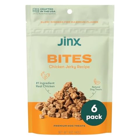 Jinx Chicken Bites, Soft Jerky Dog Treats, Slow-Smoked Real Chicken, Low-Calorie and Packed with Flavor, No Fillers, Bite-Sized Snack, 5oz, 6 Pack Cover