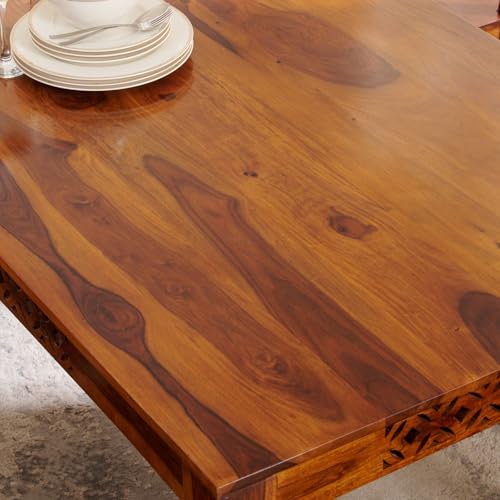 Image of Sheesham Wood Dining Table (57 * 34 * 30 inch) | Multi-Purpose uses Home and Office Desk | Dining Room Furniture | Wooden 6 Seater Dining Table |