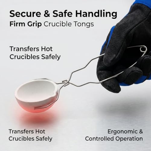 quancifang 3 Stück Gold Schmelzen Set Quarz 2800°F/1537°C Hitzebeständig, Mit Tiegelzange 100g + 250g, Konische Seitenwände Mit Ausguss, Schmelzofen Für Metall, Schmelztiegel Metall, Gold Test Set