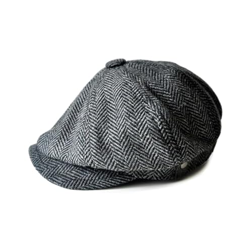 AQEOMC Newsboy Hats for Men Newsboy Cap British Style 8 Panel Newsboy Flat Cap Ivy Caps Cabbie Driving Hat Black