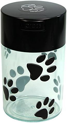 Tightpac America Pawvac 6 Ounce Vacuum Sealed Pet Food Storage Container, Black Cap and Clear Body/Black Paws
