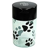 Tightpac America, Inc. Pawvac 6 Ounce Vacuum Sealed Pet Food Storage Container; Black Cap & Clear Body/Black Paws