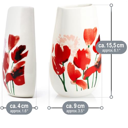 COM-FOUR® 3x Luftbefeuchter Heizung - Heizkörper Luftbefeuchter in weiß - Heizung Wasserverdunster aus Keramik mit verschiedenen Blumenmotiven (3 Stück - Sommerblüten)