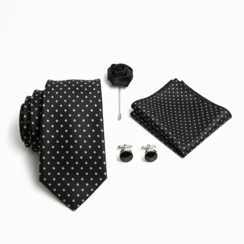 Image of Men's Necktie Gift Set with Wooden Box | Premium Tie, Pocket Square, Cufflinks & Lapel Pin | Elegant Formal Accessories Gift for Men