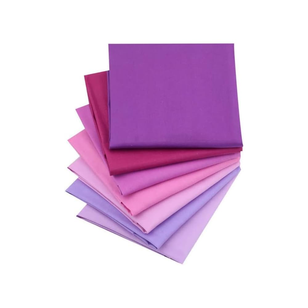 CraftsFabrics 7pcs/ Lot (16'' x 20'') Purple Solid Colour Twill Cotton Fat Quarters Bundle 100% Cotton Precut Fabric Squares for DIY Sewing, Quilting, Scrapbooking, Patchwork, Baby Clothing