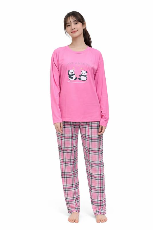 Image of LUXERUDRA Women's Pajama Set, Soft Breathable Korean Style Nightsuit with Top & Full Pants, Lightweight Loose Fit Nightwear & Loungewear for Girls & Women.