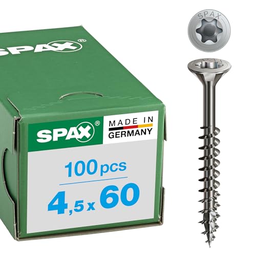 SPAX Universalschraube aus Edelstahl rostfrei A2 4 5 x 60 mm 100 Stück T-STAR plus Senkkopf Teilgewinde 4CUT 0197000450603