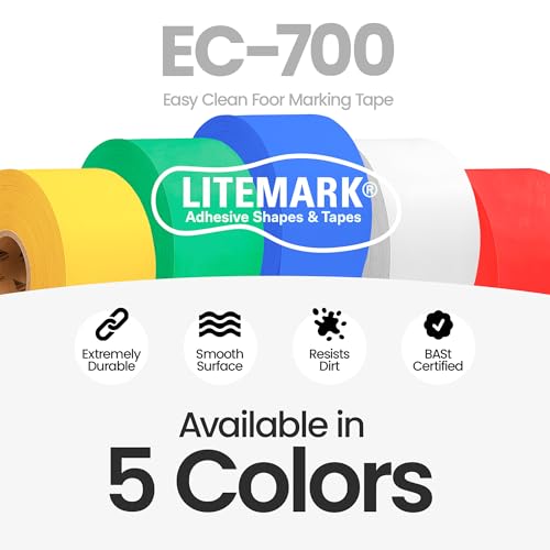 Image of DuraMark EC700 Floor Marking Tape for Concrete and Pavement | Industrial Marking Tape for Warehouses | Long-Lasting | High Durability, Blue, 4 Inches by 36 Feet