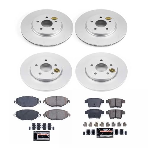 Image of PowerStop Front and Rear Brake Kit for Jaguar X-Type 2005-08 - Fully-Coated Disc Rotors with Z23 Carbon-Fiber Ceramic Brake Pads Upgrade, CRK1374