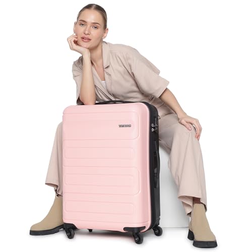 Image of Yayavar Tokyo Textured ABS Hard-Sided Suitcase Bag | Dual Color Trolley with 4 Spinner Wheels, Number Lock, Water Resistant | Luggage Bag for Travel