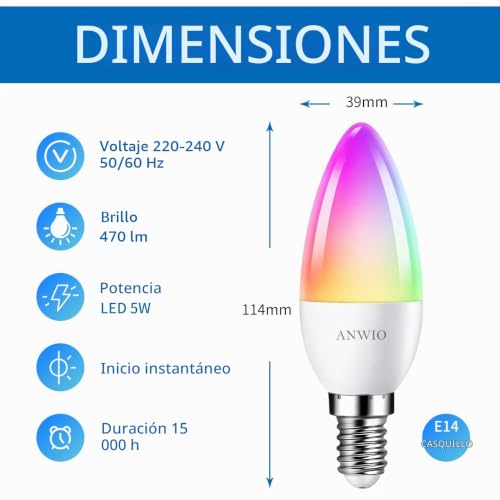 Bombilla LED inteligente E14 regulable para crear ambientes multicolor personalizados 3