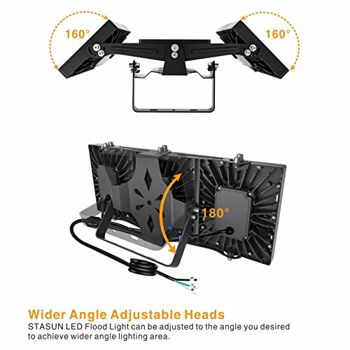 Stasun Dimmable 150W Led Flood Light, Outdoor Area Lighting, Ip65 Waterproof Exterior Floodlight Commercial Security Light, 5000K Daylight White, 3 Adjustable Heads For Yard, Street,Parking Lot #TOP3