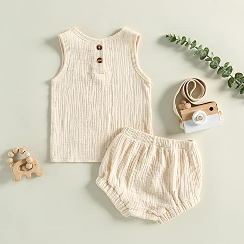Moreeluck Baby Girl Summer Clothes Shorts Set 2Pcs Soft Tank Top Camisole And Bloomers Short Bottoms Outfit Suit 0-24 Months (A Apricot, 12-18 Months) #TOP3