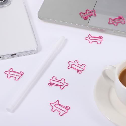 Cute Paper Clips, Pink Color Pig Paper Clips, 60PCS Cute Metal Animal Clip, Fun Office Gifts, Note Clip for Documents Papers Files School Office Home Organization Supplies - Thumbnail 7