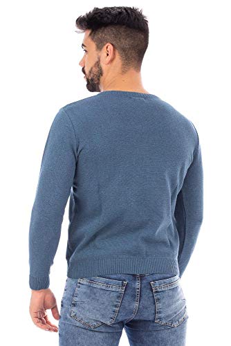 Suéter masculino gola v de malha Sumaré 10429 - Azul M