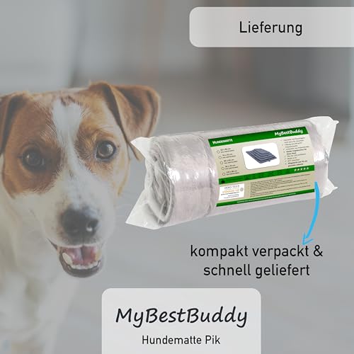 MyBestBuddy Hundekissen Pik grau 80x60 cm L, allergikerfreundlich (100% Polyester), rutschfest - 40°C waschbar mit flauschigem Stoffbezug - Hundematte BZW. Hundebett für mittelgroße Hunde, 80 x 60 cm