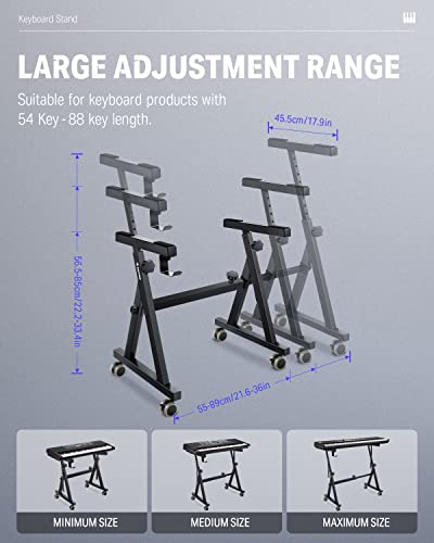 Donner Keyboard Stand, Z-style Heavy-Duty Piano Stand, Adjustable and Portable Piano Keyboard Stand, Suitable for 54, 61 and 88 Keys Electric Keyboards Digital Pianos - image 6