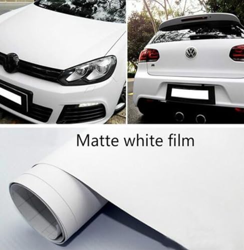 Image of Vinyl White Pearl Car Wrap Paint Replacement Film Roll with Nano Air Release Technology, Stretchable & Waterproof. (24 x 60 inch, White Matte)