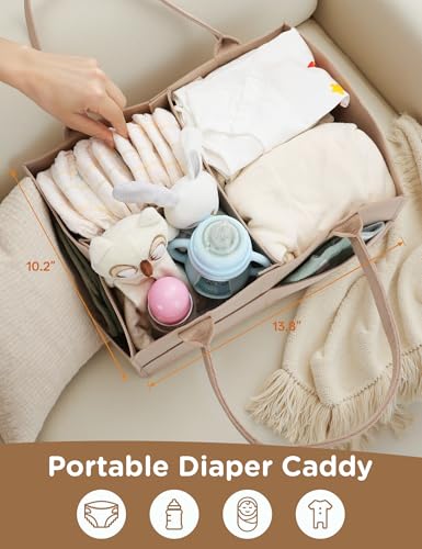 Twinkoo 2-in-1 Baby Diaper Caddy Organizer, 3 Tier Rolling Storage Cart with Dividers and Drawers, Baby Essentials for Nursery Storage, Mobile Utility Cart with Wheels Large Capacity Easy to Assemble - Thumbnail 7