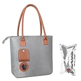 Tirrinia Wine Purse Beach Bag with Hidden Dispenser, Insulated Large Wine Travel Cooler with Wine Bladder – Perfect Wine Gift for Travel, BYOB, Concerts, Sports Events, Pool & Beach,Grey