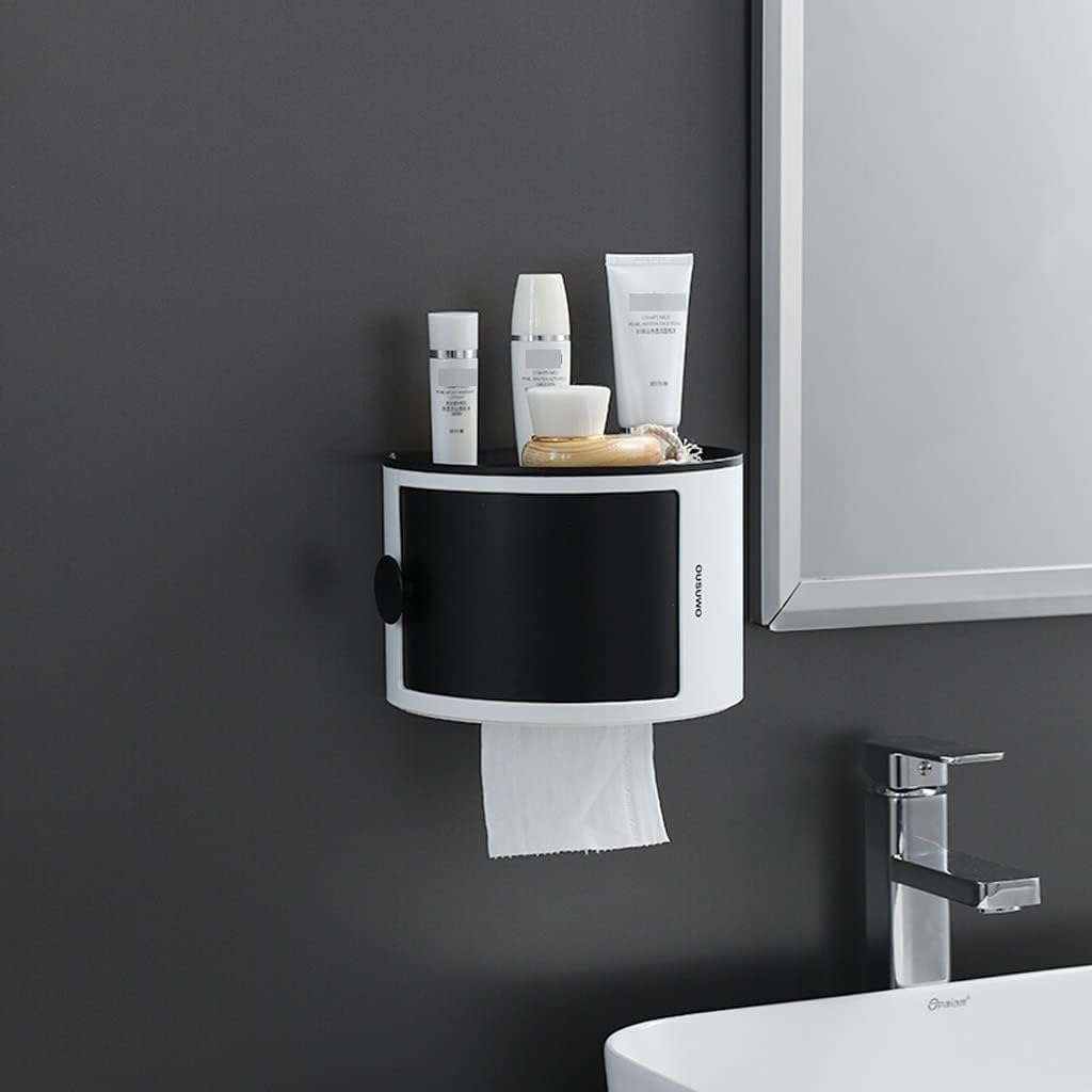 Bathroom Shelf Vanity Storage Box On the Wall Without Perforation Wall-mounted Toilet Cosmetic Organizer Saving Space(Black,Small)