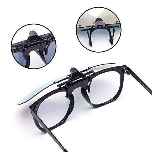 Image of JM Polarized Clip on Sunglasses Frameless Flip Up One Piece Shield Lens for Prescription Glasses