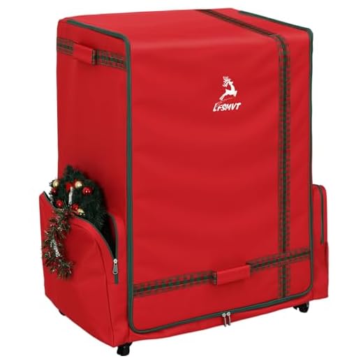 LFSMVT Rolling Christmas Ornament Storage Box - 120Pc Steel-Frame Decor Organizer Chest with Adjustable Dividers, Removable Trays & Side Pockets | Large Holiday Decoration Container on Wheels