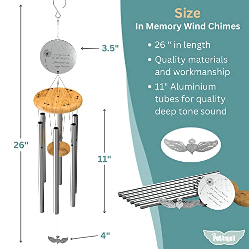 Memorial Wind Chimes For Loss Of Loved One - Sympathy Wind Chimes, Wind Chimes Memorial - Large 26" Silver - Bereavement Wind Chimes Outdoors, Memorial Gifts, Windchimes In Memory, Mother, Father, Dog #TOP5