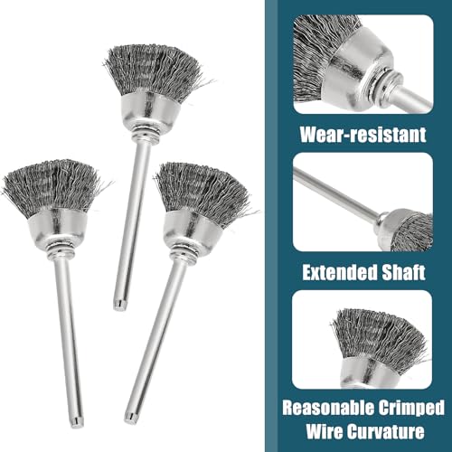 Image of Hordion 15pcs Cup Shape Wire Brush 5 /8 inch Diameter, 1 /8 Inch Shank Rust Removal Polishing Brush for Rotary Tools Accessories