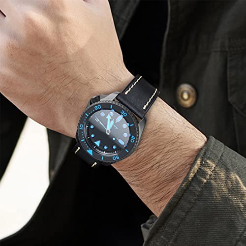 Rezero Leather Watch Band 20Mm, Top Calfskin Watch Strap With Stainless Steel Butterfly Buckle Bracelet For Men Women,Black #TOP5