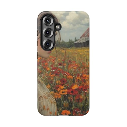 Coque Samsung S25 rigide mate champ fleurs grange protection antichoc