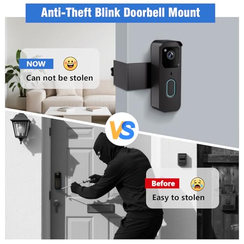 Image of Anti-Theft Doorbell Mount for Blink Doorbell Camera No-Drill Door Mount | No Block Sensor & Night Vision Blink Video Doorbell Accessories for Home Rentals Office , Not for Security Door