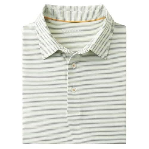 M MAELREG Mens Golf Shirts Dry Fit Moisture Wicking Performance Sports Short Sleeve Striped Collared Polo Shirts for Men