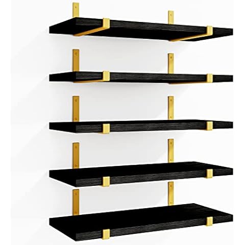 Fixwal Floating Black Gold Shelves Set Cover