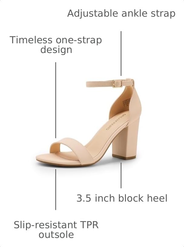 Image of DREAM PAIRS Heels for Women Chunky Block Heel Open Toe Ankle Strap 3.5 Inch Heeled Sandals for Party Date Wedding