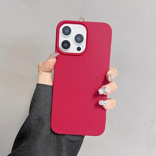 Coque silicone TPU pour iPhone 15 Pro Max rouge mate et antichoc