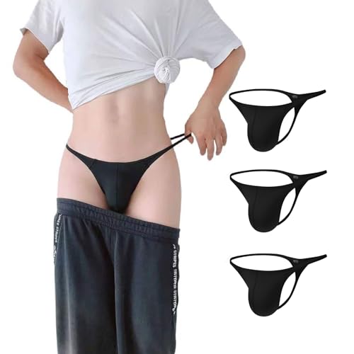 Mens Gstring Nylon Thongs Sexy Low Rise Bulge Pouch G-string 3 Pack