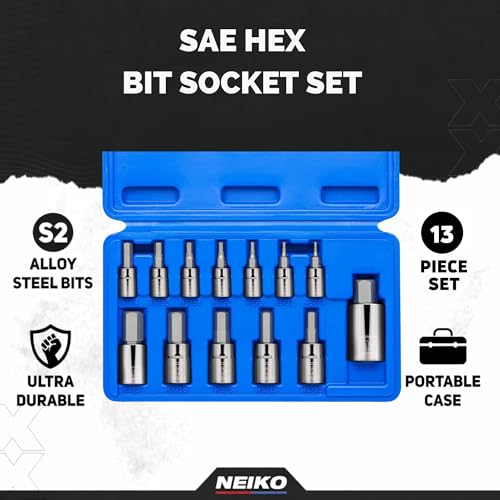 Neiko 10075A SAE Hex Bit Socket Set | 13-Piece Set | S2 Steel by NEIKO - Image 2