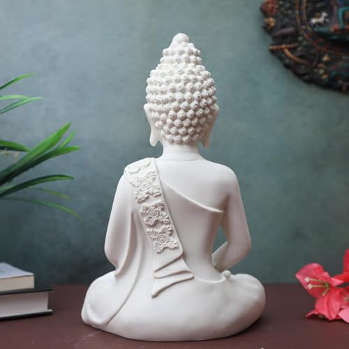 Image of The Advitya Buddha Idol for Home Decor | White Gautam Buddha Statue Showpiece for Living Room, Office & Temple | Resin Shakyamuni Buddha Figurine | Housewarming Gift (White |10 inch)