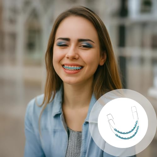 2 Pcs Fake Braces, Fashionable Colorful Temporary Tooth Decoration, Blue Metal Brackets, Dental Model Braces for Confident Smile, Lightweight Fake Teeth Braces — view 4