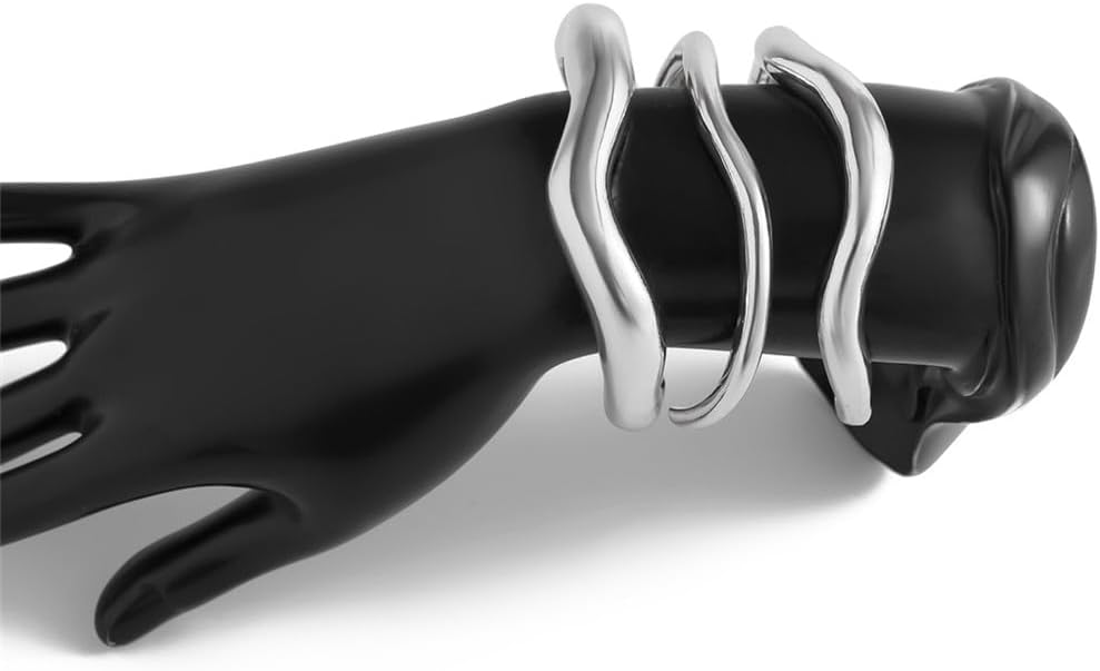 Chunky Bangle Bracelet for Women Wide Thick Gold Bracelets Bangles Geometric Irregular Statement Cuff Bracelet Stack Trendy Jewelry - Image 3