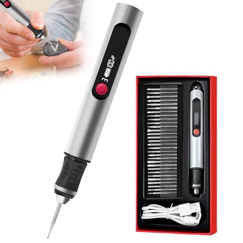 3-Gang-Elektro-Mini-Bohrstift, Wiederaufladbare DIY Handbohrer Elektrisch mit 30 Spiralbohrer, mini Bohrmaschine für Modellbau, Holz, Harz Schmuckherstellung Kunststoff Leiterplatte Leder