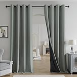 Beauoop Blackout Curtains for Living Room Grey Curtains 90 Drop Herringbone Textured Eyelet Curtain for Bedroom Thermal Insulated Noise Reducing Window Curtain Drapes 2 Panels