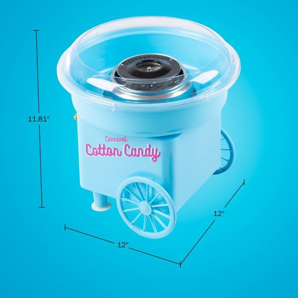 Countertop Mini Cotton Candy Machine with Sugar Scoop and 10 Serving Sticks - Cotton Candy Maker Machine for Home Carnival Birthday Party or Festival by Great Northern Popcorn (Blue)