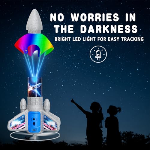 Image of Rocket Launcher for Kids - 200 Ft of Flight Altitude, 2026 New Model Auto Electric Spinner Rocket Toys with Safe Parachute, Easter Birthday Gifts for Boys & Girls Age 6 7 9 10 11 12 8-13 Years Old